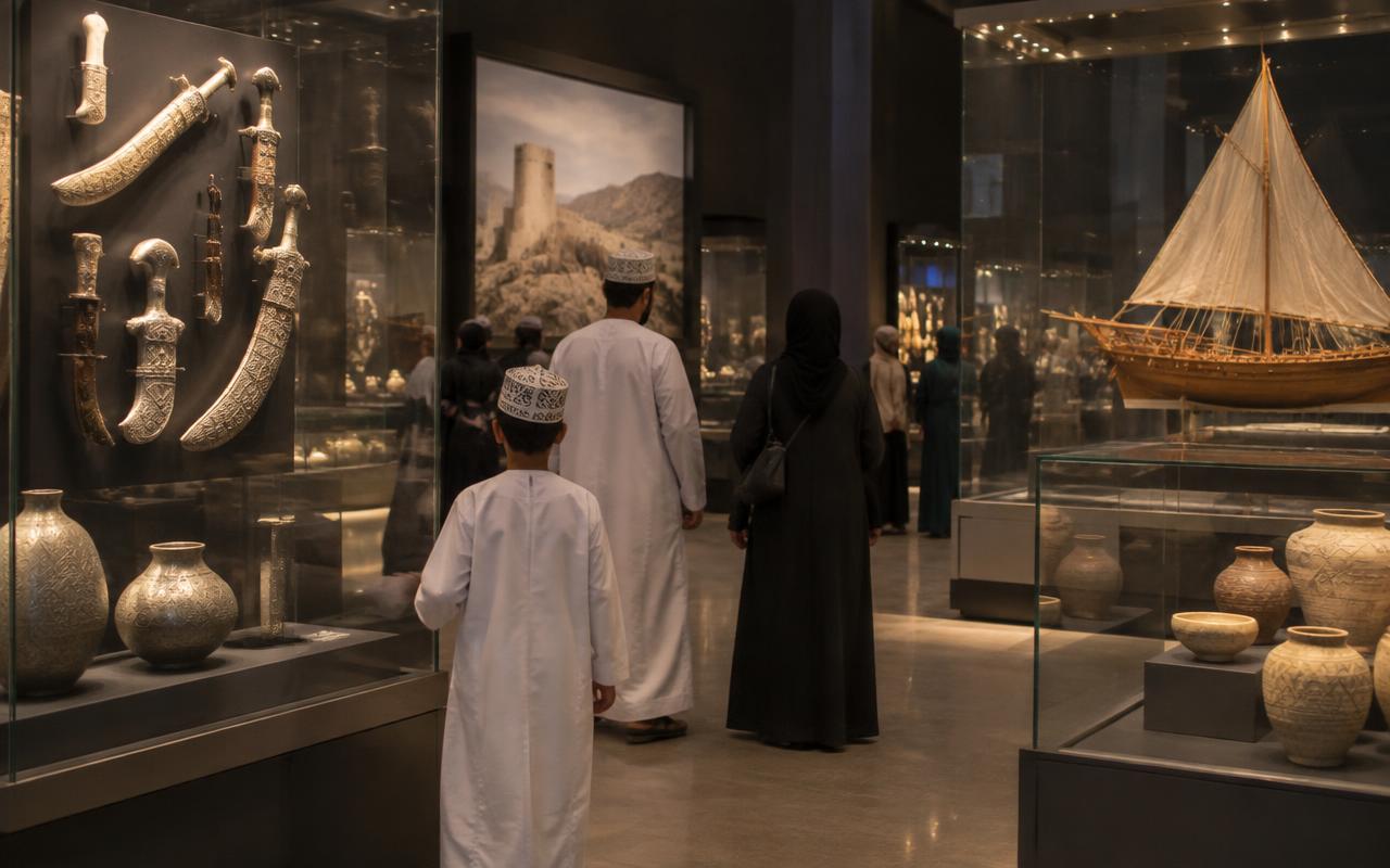 Students learning in a museum